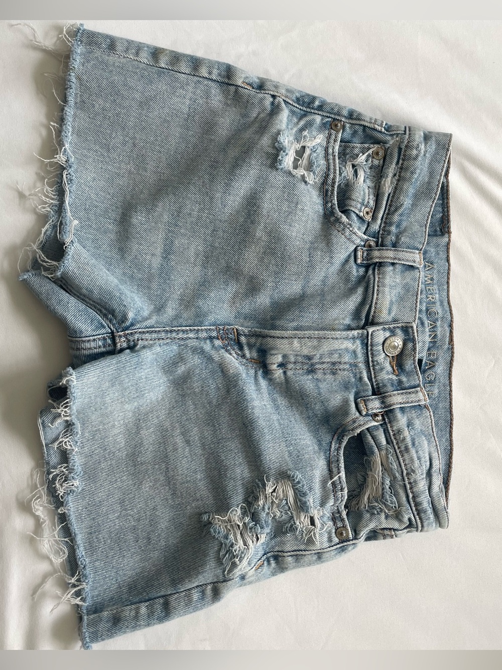 American Eagle Outfitters Light Blue Distressed Denim Jean Shorts